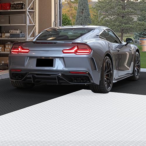 VEVOR Garage Floor Tiles 20.2 x 20.2 x 0.2 inch, Interlocking Ease of Installation Diamond Plate Slip-Resistant Texture Non-Slip Sturdiness, for Garages, Warehouse, Tool Room, Black, 16 Pack