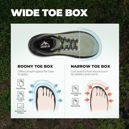 NORTIV 8 Men's Trail Running Shoes Wide Toe Box,Light Green,10