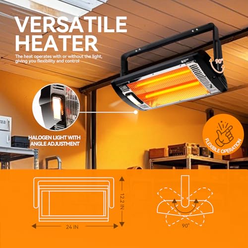 BEYOND HEAT Electric Garage Heater 120V, 1500W Radiant Space Heater, 2-Pack