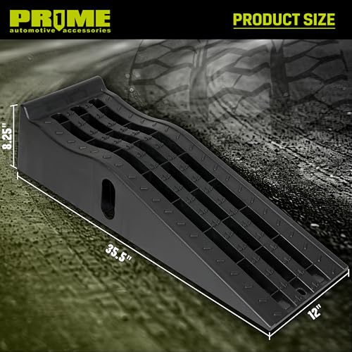 PR1ME Portable Car Ramps -9500lb GVW Capacity，2 Pack Drive Up Car Truck Vehicle Lifts for Home Garage Maintenance, Oil Changes