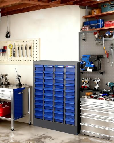 40 Drawers Bolt and Nut Tool Storage Cabinet with 200 Dividers & 80 Label Slots, Heavy-Duty Alloy Steel Parts Cabinet, ABS Drawers Bolt Bins Organizer for Hardware, Screws, in Workshop