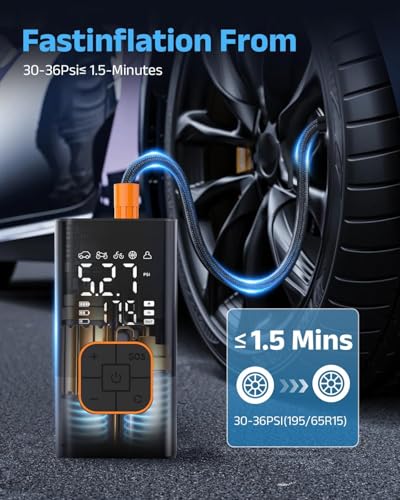 SFGSUP Tire Inflator Portable Air Compressor, Cordless Car&Bike Tyre Pump