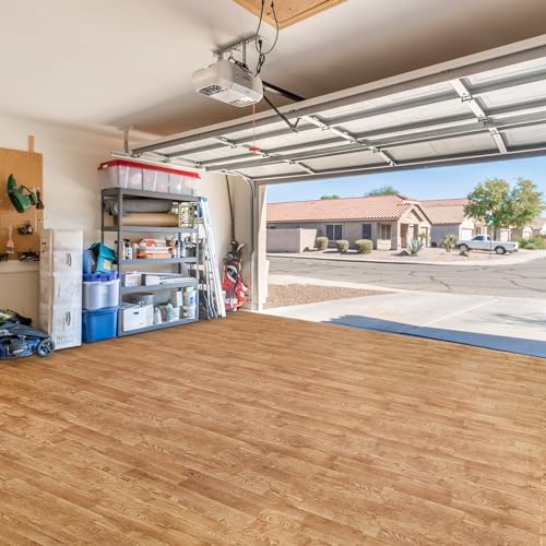 Sorbus 96 Sq. Ft. Wood Grain Floor Tiles Foam Mat EVA Interlocking Mats Tile 3/8-Inch Thick Flooring Wood Puzzle Exercise Mats w/Borders - Home Playroom Basement, Apartment, Trade Show, Baby, Dance