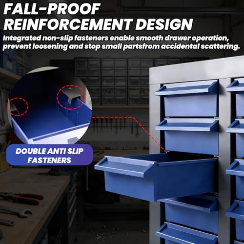 DEFNES 75 Drawer Nut and Bolt Storage Organizer, Parts Cabinet Organizer with Anti-Drop Design, Stainless Steel Bolt Bin Cabinet with ABS Drawers, Tool Cabinet for Office Supplies, Hardware Storage