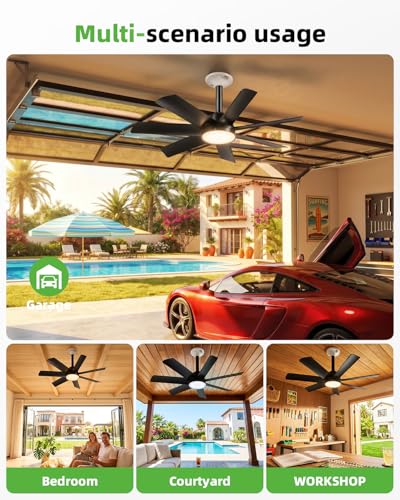 JOMARIUS 28 Inch Socket Fan Light with Remote Control, Screw in E26/E27 Ceiling Fan with LED Light, 3000-6000K Dimmable Color Temp, 6 Speeds, Timer, for Bedroom Kitchen Living Room Garage, Black