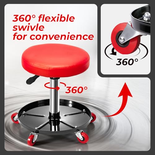 Mechanic Stool,Rolling Garage Seat Adjustable Pneumatic Shop Creeper Seat