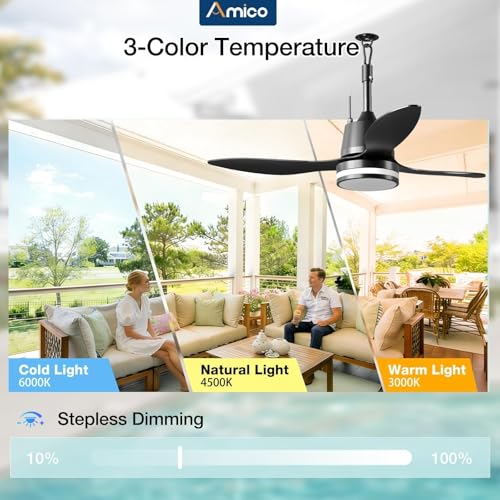 Amico 42" Outdoor Ceiling Fans with Lights, IP65 Waterproof Gazebo Fan
