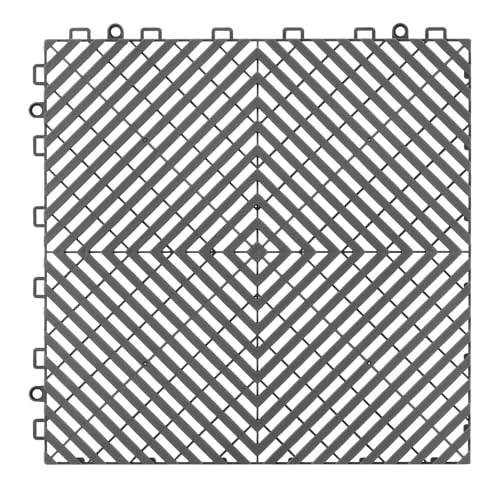 VEVOR Interlocking Drainage Mat, 12” x 12” Modular Interlocking Cushion, 50 Pcs Splicing Drainage Mats, Non-Slip PP Drainage Floor Tile and Shower Mat, for Garage, Garden, Kitchen & Outdoor, Gray