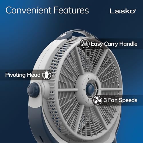 Lasko Wind Machine Fan, Air Circulator Fan with 3 Speeds, 20" Model 3300, Gray