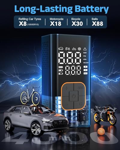 SFGSUP Tire Inflator Portable Air Compressor, Cordless Car&Bike Tyre Pump