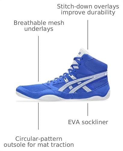 ASICS Men's Snapdown 4 Wrestling Shoes, 8.5, NEON Blue/White