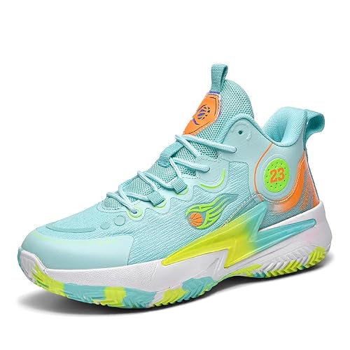 Womens Mens Basketball Shoes Lightweight Fashion Breathable Comfortable Non Slip Sport Indoor Outdoor Sneakers for Unisex Green Size 8
