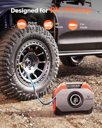 ETENWOLF VORTEX S6 Tire Inflator Portable Air Compressor, Cordless Air Pump