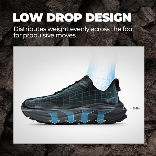 NORTIV 8 Men's Trail Running Shoes Wide Toe Box,Black,10