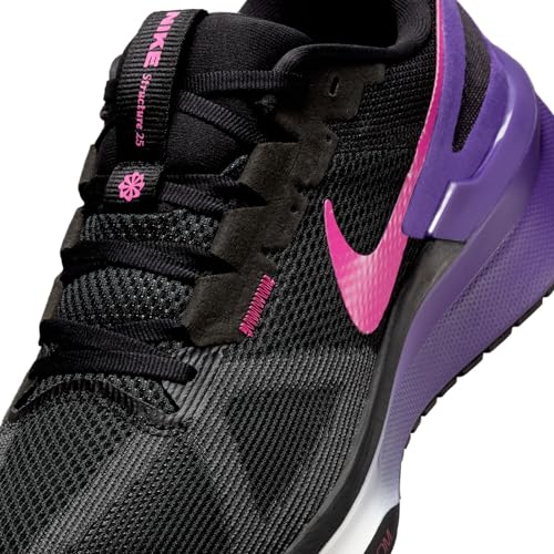 Nike Men's Structure 25 Road Running Shoes, Black Laser Fuchsia Anthracite, 9 US