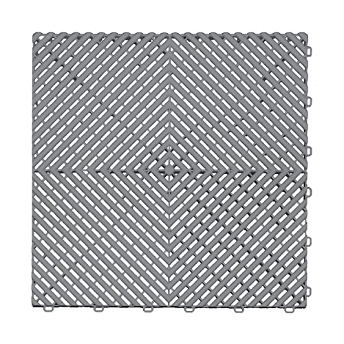 Swisstrax Ribtrax PRO Garage Floor Tiles, 15.75", Pearl Grey, 24-Pack