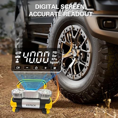GSPSCN Digital Tire Inflator 12V Heavy Duty Metal Portable Air Compressor