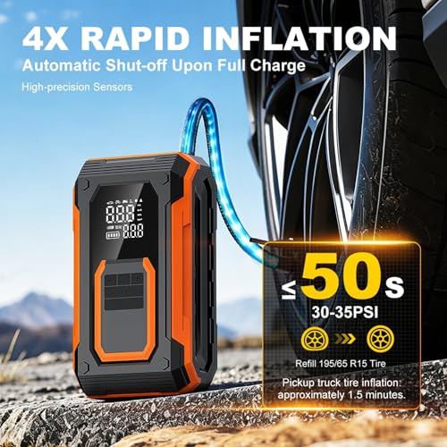 Tire Inflator Portable Air Compressor Cordless Air pump for Car Tires
