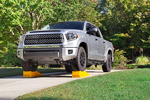 Camco Car Ramps/Truck Ramps - Low Profile Car Ramps - Features 7-Inches of Lift - Use as Car Ramps for Oil Changes, Car Lifts for Home Garage & More - 3,500 lb Capacity per Ramp - 2-Pack (44558)