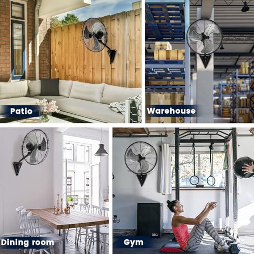 TMWINGS 20 Inch Wall Mount Fan, Heavy Duty Oscillating Wall Mounted Fan with 6600 CFM, High Velocity 3 Speed Fans with Adjustable Tilting for Workshop, Garage, Patios, Commercial and Industrial