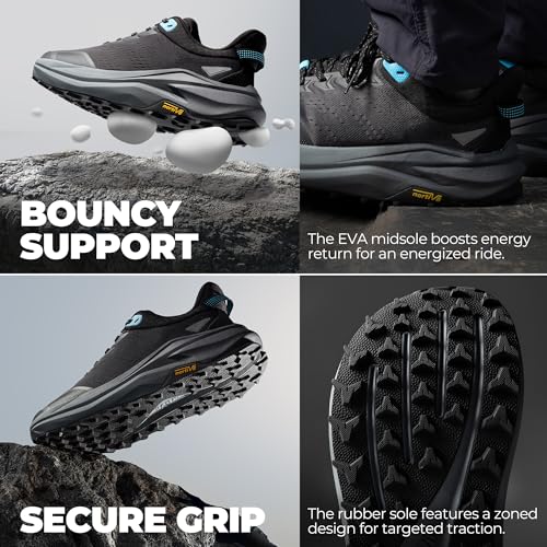 NORTIV 8 Men's Trail Running Shoes Wide Toe Box,Black,10
