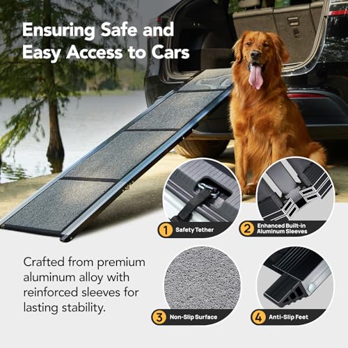 PetThem Dog Ramp for Cars, 71" L × 17.2" W, Extra-Long Foldable