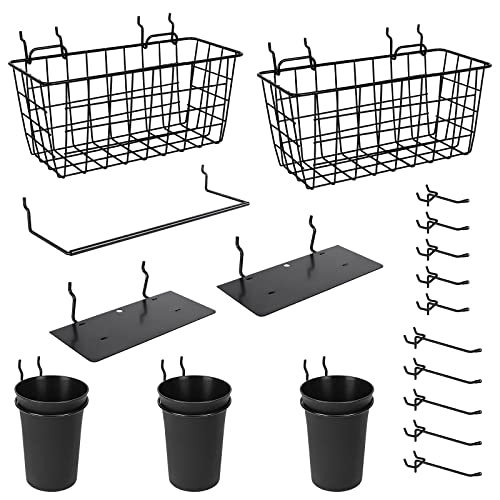 Pegboard Organizer Accessories 18 Pack, Peg Board Hooks Assortment (Black)
