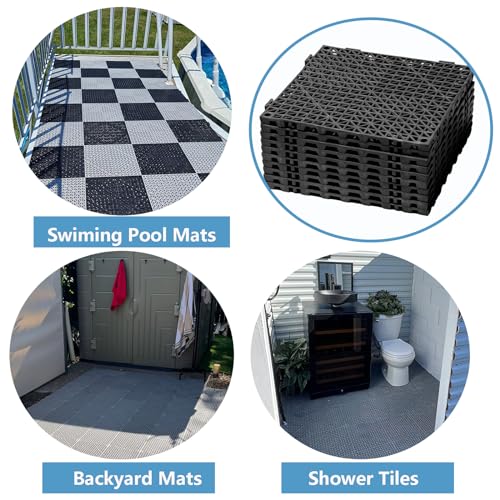 12” x 12” Drainage Interlocking Floor Mats 12 Pack for Outdoor and Indoor
