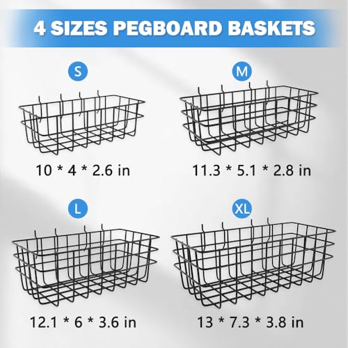 Dobures Pegboard Baskets, 4PCS Pegboard Baskets Bins Set