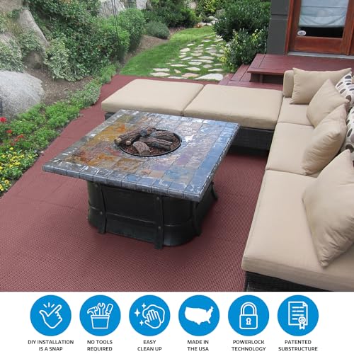 Big Floors DuraGrid Deck Tiles, Interlocking Outdoor Tiles for Patio, Self-Draining, UV-Resistant, Water-Resistant Modular Flooring, Easy Install, 40 Pack, Beige
