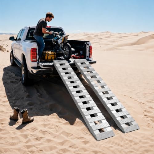 FULUPET 2PCS 58''x14'' Heavy Duty Aluminum Trailer Ramps, 6000lbs Capacity Loading Ramps with Extra Wide Flat Surface, Lightweight for ATV, UTV, Lawn Mower and Tractor (58''x14'')