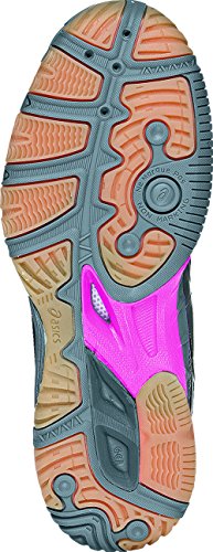 ASICS Women's Gel 1150V Volley Ball Shoe,Smoke/Knock Out Pink/Silver,9 M US