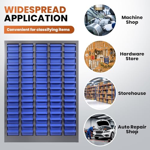 Nut and Bolt Storage Cabinet with ABS Drawer,Steel Small Parts Storage Organizer,36" H X 9" D X26 W Screw Organization for Garage Hardware,Nails,Fastener,Bolts and More,Blue Drawers (75 ABS Drawers)
