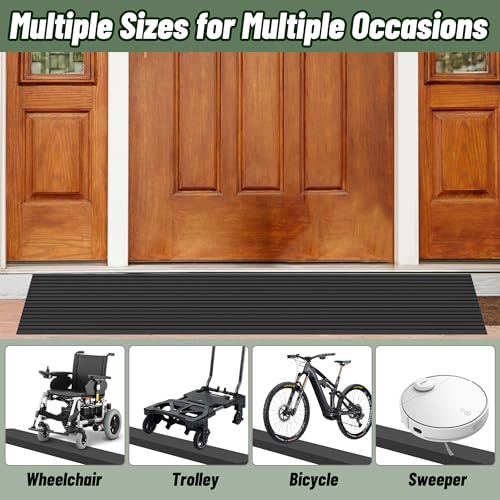 Nuvium 1" Rise Rubber Threshold Ramp for Doorways, Wheelchair Ramp