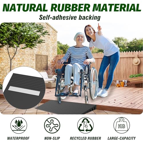 Nuvium 1" Rise Rubber Threshold Ramp for Doorways, Wheelchair Ramp
