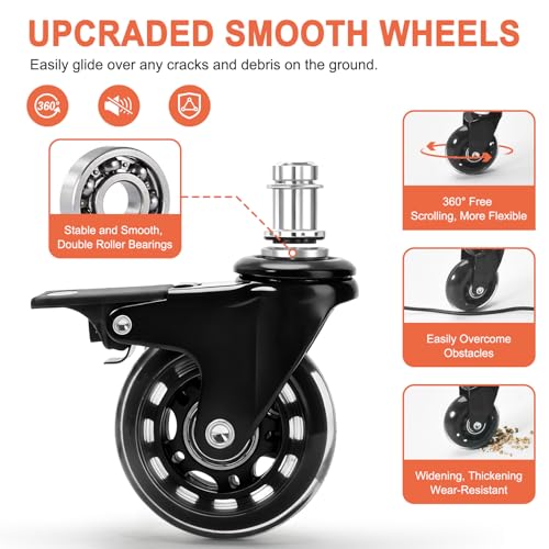 LWADALN Rolling Shop Stool Mechanics Rolling Chair with Backrest, Adjustable Height Heavy Duty Garage Stool with Footrest and Storage Tray, Swivel Task Chair for Workshop (Black-with Tool Tray)