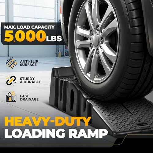Auto Dynasty Car Ramps for Oil Changes, Low-Profile 2Pcs 2.5 Ton Capacity