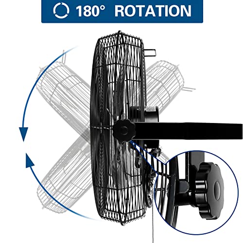 BILT HARD 18 inch Industrial Wall Fan, 4300 CFM, 3-Speeds High Velocity Wall Mount Fan with Sealed Motor, Heavy Duty Metal Barn Fans, 2 Pack
