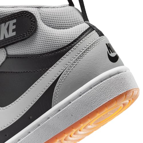 Nike Big Kid's Court Borough Mid 2 Shoes, Black/Light Smoke Grey-White-Gum Medium Brown, 6Y