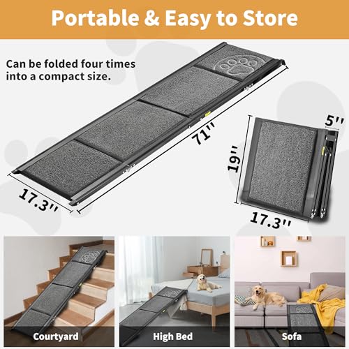 Dog Ramp for Large Dogs, 71'' Extra Long for High SUV Car & Truck