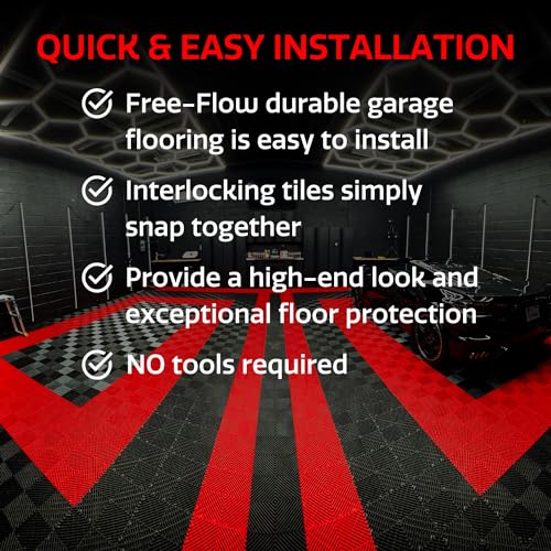 Big Floors RaceDeck Garage Floor Tiles, Interlocking Garage Flooring, Free-Flow Self-Draining Non-Slip Heavy-Duty Copolymer, Easy Install (Alloy, 48 Pack of 12 x 12" Tiles, 48 Sq Ft)