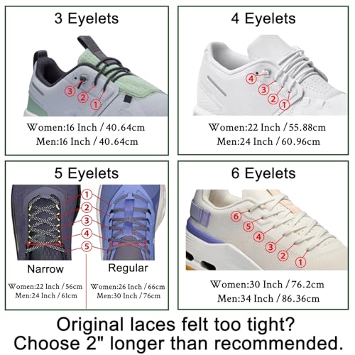 Endoto 2 Pairs Elastic Shoelaces for ON Cloud 5 & 6 No Tie Replacements Shoes Laces Stretchy Bungee Running Training(Color:White,Size:26Inch)