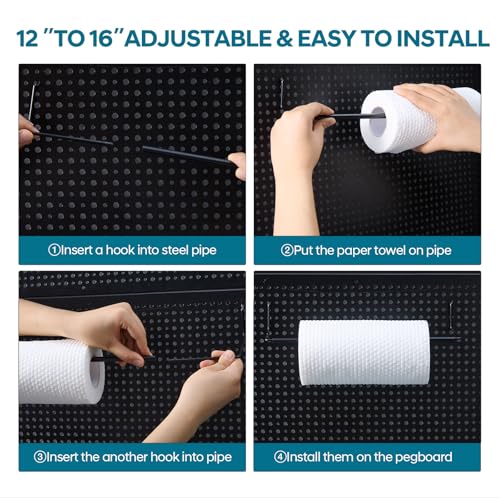 Daanxw 246PCS Pegboard Accessories Organizer Kit,Includes Pegboard Hooks,Bins,Baskets,Paper Towel Holder;Suitable for 1/8 and 1/4 Pegboard,Can be Used for Hanging Tools,Garage Storage,etc. (Black)