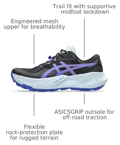 ASICS Women's Trabuco 14 Trail Running Shoes, 8, Black/Amethyst