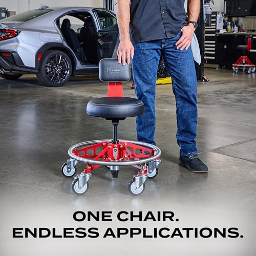 Vyper Elevated Steel Max EZ-Lift Shop Chair with Backrest, Black Legs