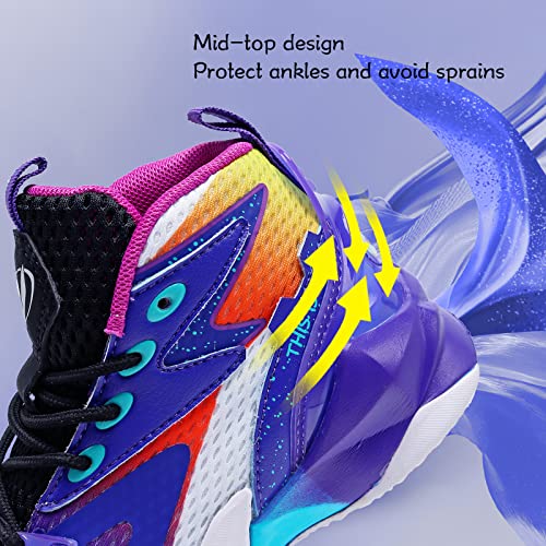 VITUOFLY Kids Basketball Shoes Boys Sneakers Girls Mid-top Sports Shoes