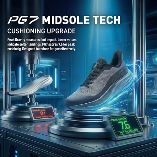 ANTA Men’s PG7 3.0 Cushioning Running Shoes Enhanced Lateral Support Athletic Sneakers Lightweight and Breathable Shoes for Gym Walking and Standing, Gray/Black, 9.5