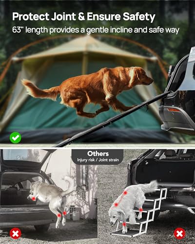 PetThem Dog Ramp for Cars, 63" L × 17" W, Lightweight Foldable
