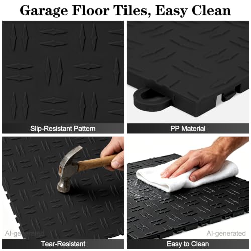 ToLanbbt 12" x 12" Garage Floor Tiles Interlocking, Non-Slip for Basement