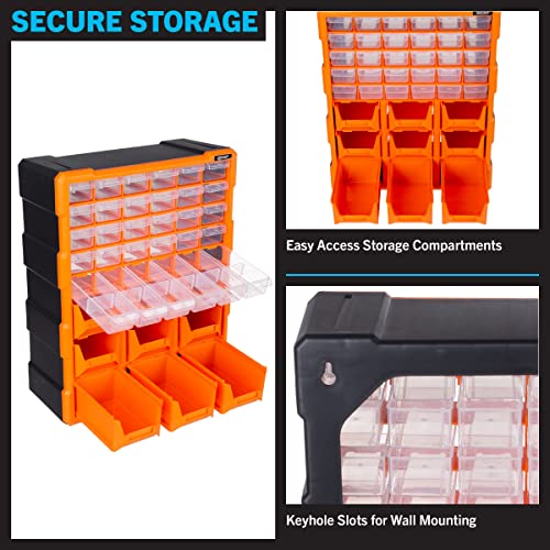 Stalwart Plastic Storage Drawers - 39-Drawer Screw Organizer, Black